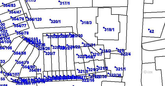 Parcela st. 320/31 v KÚ Hrádek nad Nisou, Katastrální mapa