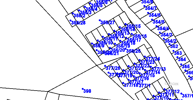 Parcela st. 356/25 v KÚ Hrádek nad Nisou, Katastrální mapa