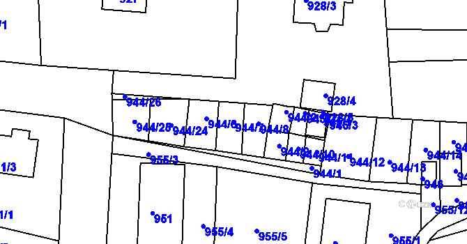 Parcela st. 944/7 v KÚ Hrádek nad Nisou, Katastrální mapa