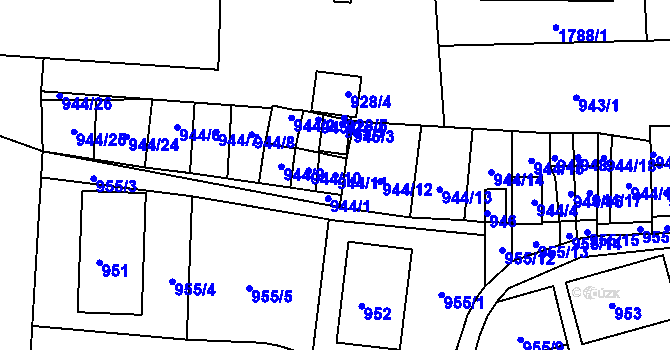 Parcela st. 944/11 v KÚ Hrádek nad Nisou, Katastrální mapa
