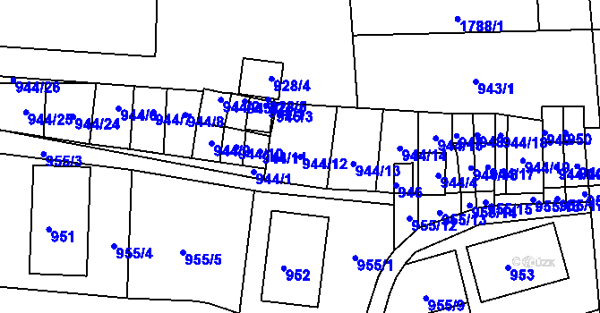 Parcela st. 944/12 v KÚ Hrádek nad Nisou, Katastrální mapa