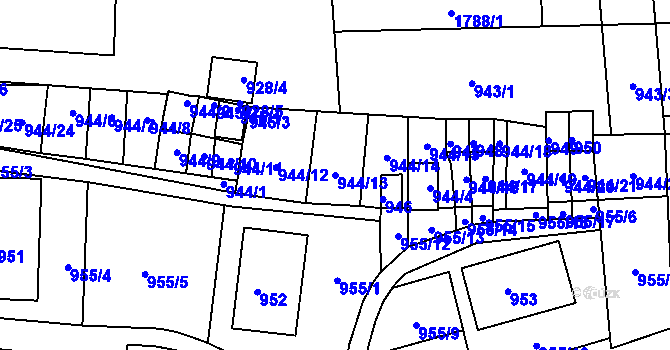 Parcela st. 944/13 v KÚ Hrádek nad Nisou, Katastrální mapa