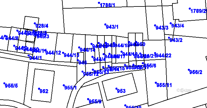 Parcela st. 944/16 v KÚ Hrádek nad Nisou, Katastrální mapa