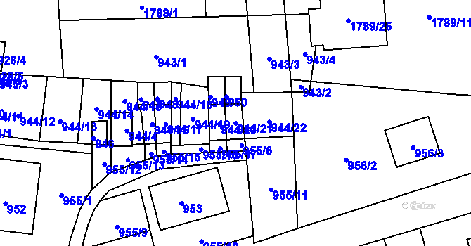 Parcela st. 944/21 v KÚ Hrádek nad Nisou, Katastrální mapa