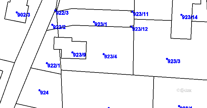 Parcela st. 923/4 v KÚ Hrádek nad Nisou, Katastrální mapa