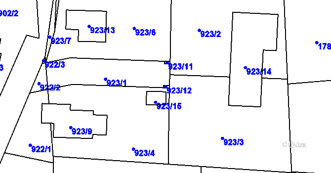 Parcela st. 923/12 v KÚ Hrádek nad Nisou, Katastrální mapa