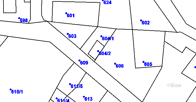 Parcela st. 604/2 v KÚ Hrádek nad Nisou, Katastrální mapa
