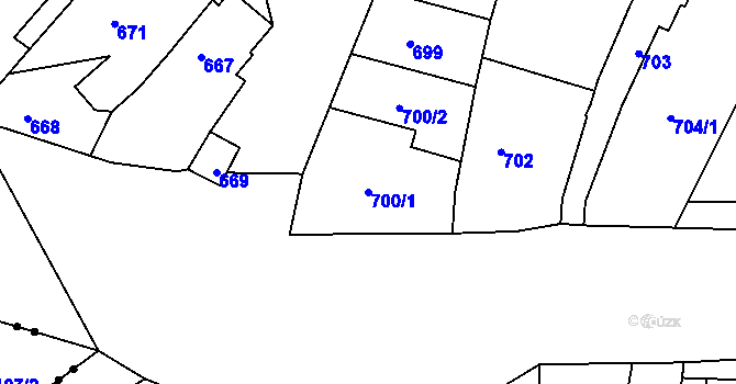 Parcela st. 700/1 v KÚ Hrádek nad Nisou, Katastrální mapa