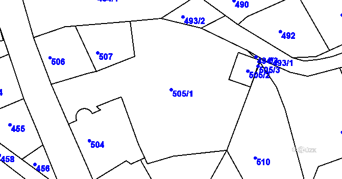 Parcela st. 505/1 v KÚ Hrádek nad Nisou, Katastrální mapa