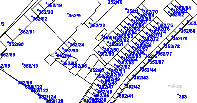 Parcela st. 352/59 v KÚ Hrádek nad Nisou, Katastrální mapa