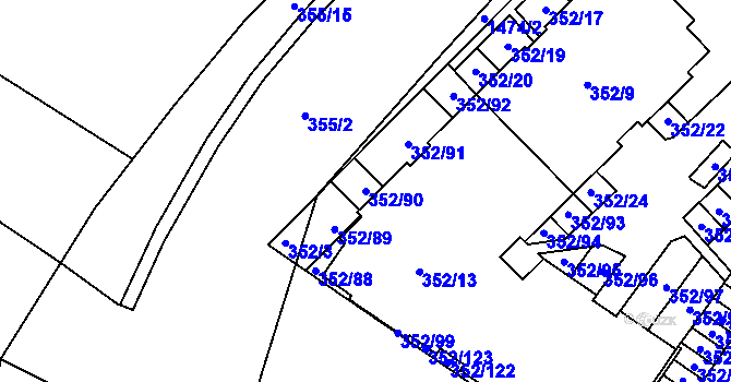 Parcela st. 352/90 v KÚ Hrádek nad Nisou, Katastrální mapa
