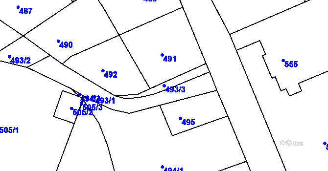 Parcela st. 493/3 v KÚ Hrádek nad Nisou, Katastrální mapa