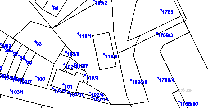 Parcela st. 119/6 v KÚ Hrádek nad Nisou, Katastrální mapa