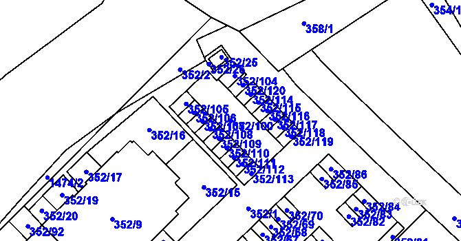 Parcela st. 352/100 v KÚ Hrádek nad Nisou, Katastrální mapa