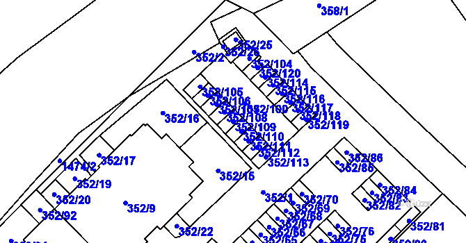 Parcela st. 352/109 v KÚ Hrádek nad Nisou, Katastrální mapa