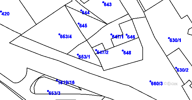 Parcela st. 647/2 v KÚ Hrádek nad Nisou, Katastrální mapa