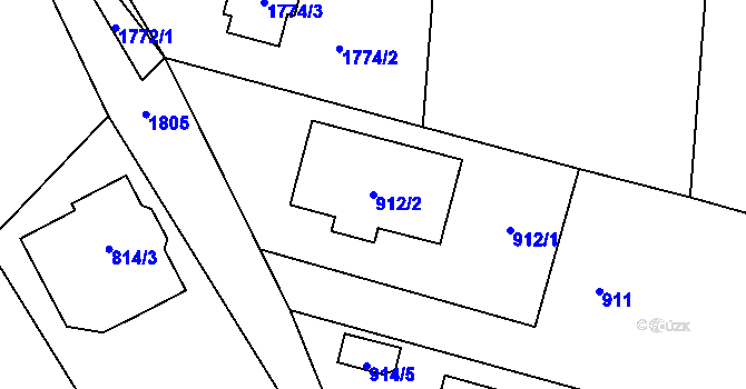 Parcela st. 912/2 v KÚ Hrádek nad Nisou, Katastrální mapa
