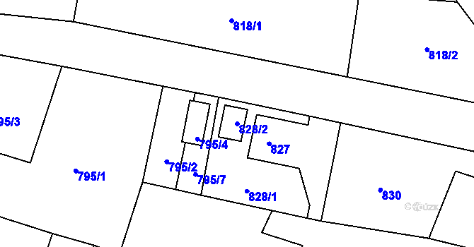 Parcela st. 828/2 v KÚ Hrádek nad Nisou, Katastrální mapa