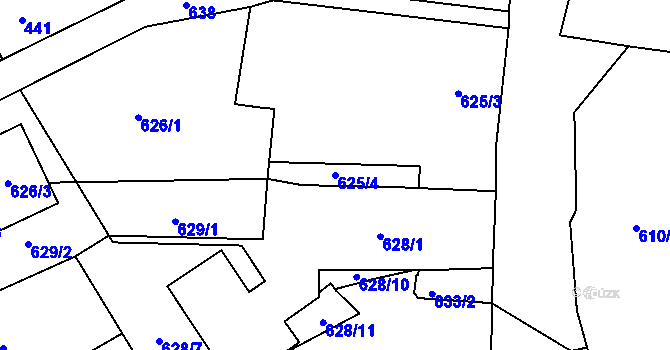 Parcela st. 625/4 v KÚ Hrádek nad Nisou, Katastrální mapa