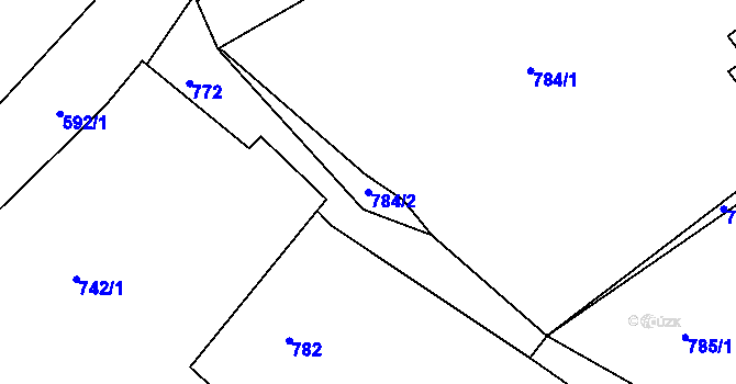 Parcela st. 784/2 v KÚ Hrádek nad Nisou, Katastrální mapa