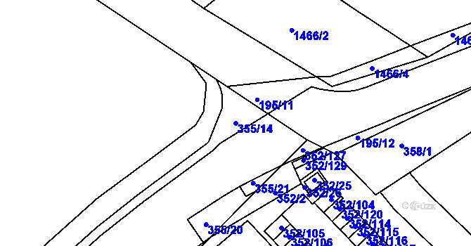 Parcela st. 355/14 v KÚ Hrádek nad Nisou, Katastrální mapa