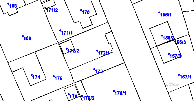 Parcela st. 172/1 v KÚ Hrádek nad Nisou, Katastrální mapa