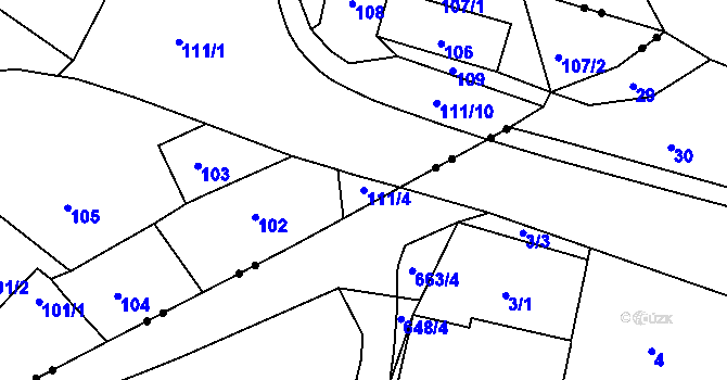 Parcela st. 111/4 v KÚ Loučná, Katastrální mapa