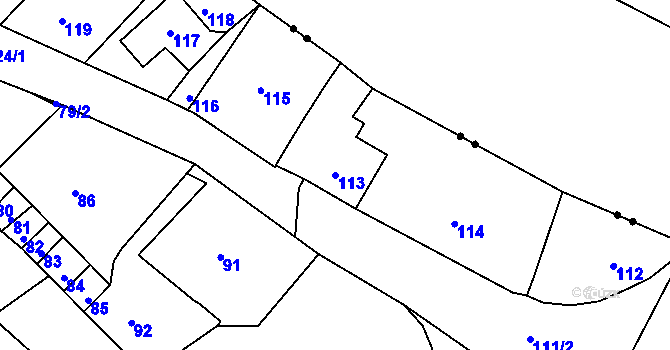 Parcela st. 113 v KÚ Loučná, Katastrální mapa