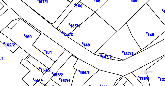 Parcela st. 148 v KÚ Loučná, Katastrální mapa