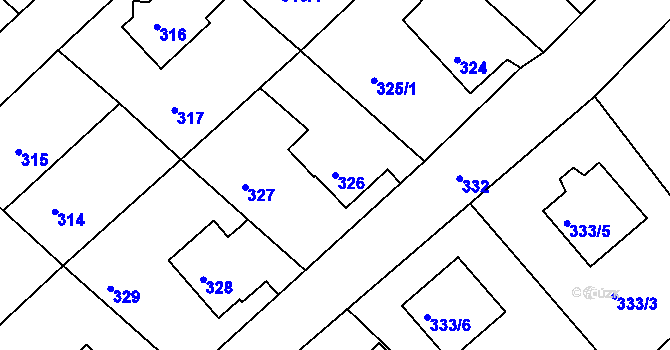 Parcela st. 326 v KÚ Loučná, Katastrální mapa