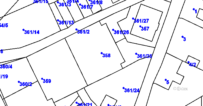 Parcela st. 358 v KÚ Loučná, Katastrální mapa