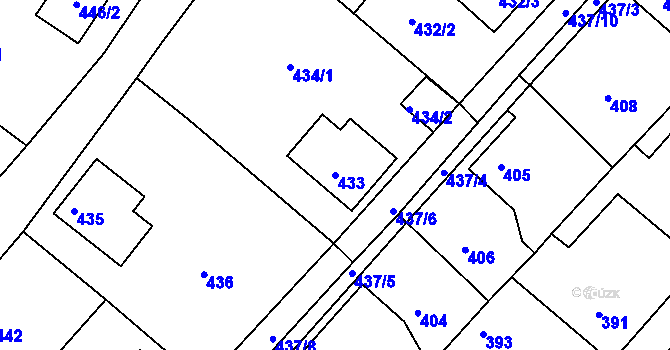 Parcela st. 433 v KÚ Loučná, Katastrální mapa
