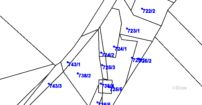 Parcela st. 724/2 v KÚ Loučná, Katastrální mapa
