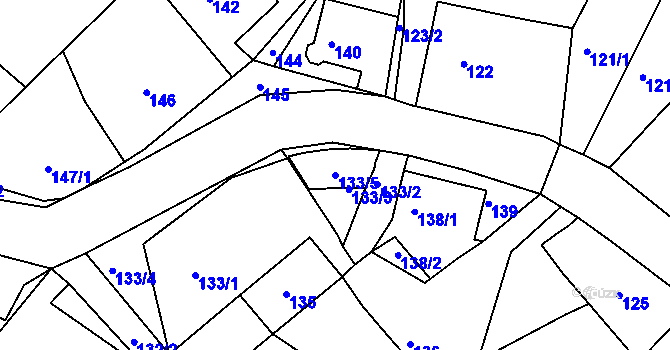 Parcela st. 133/5 v KÚ Loučná, Katastrální mapa