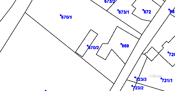 Parcela st. 670/2 v KÚ Loučná, Katastrální mapa