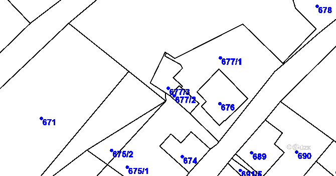 Parcela st. 677/3 v KÚ Loučná, Katastrální mapa