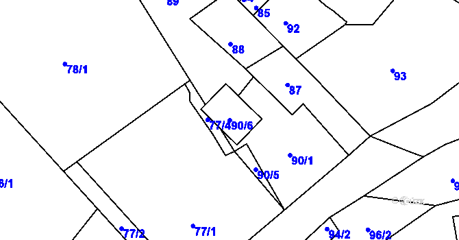 Parcela st. 90/6 v KÚ Loučná, Katastrální mapa