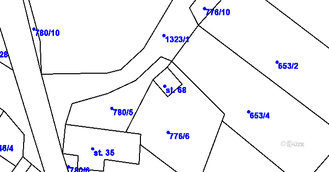 Parcela st. 68 v KÚ Černíč u Hradešic, Katastrální mapa