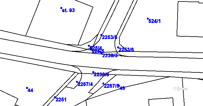 Parcela st. 2238/3 v KÚ Hradešice, Katastrální mapa