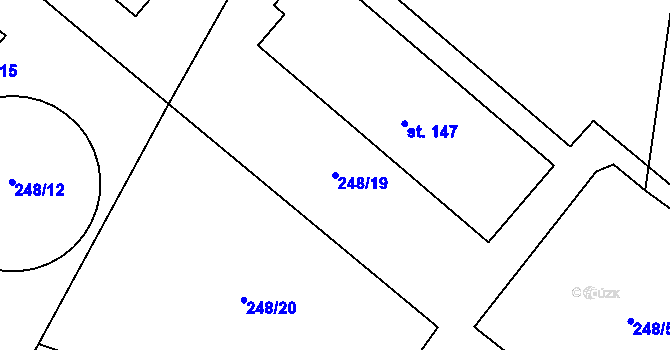 Parcela st. 248/19 v KÚ Hradešice, Katastrální mapa