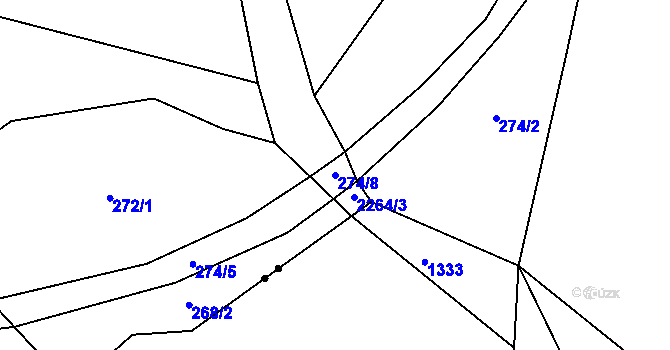 Parcela st. 274/8 v KÚ Hradešice, Katastrální mapa