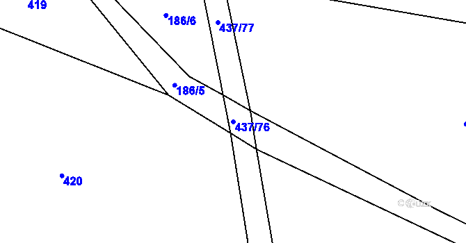 Parcela st. 437/76 v KÚ Hradešice, Katastrální mapa