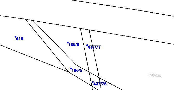 Parcela st. 437/77 v KÚ Hradešice, Katastrální mapa
