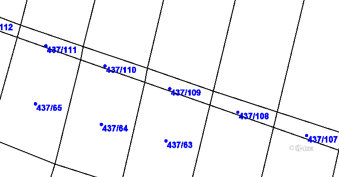 Parcela st. 437/109 v KÚ Hradešice, Katastrální mapa