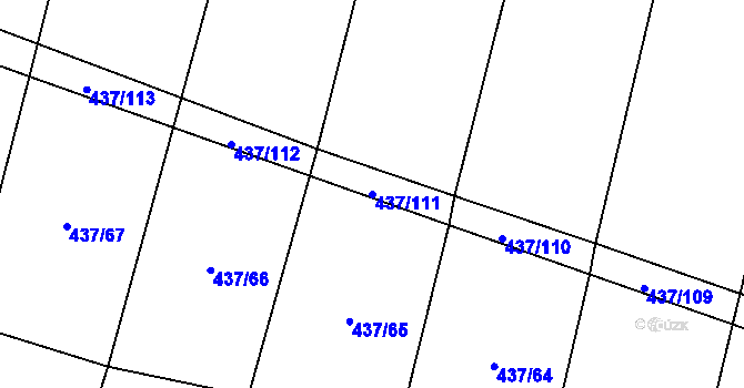 Parcela st. 437/111 v KÚ Hradešice, Katastrální mapa