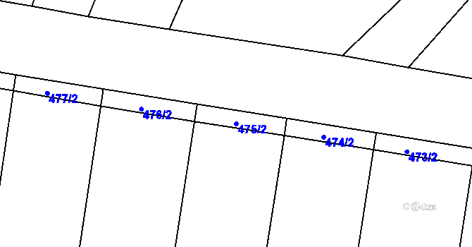 Parcela st. 475/2 v KÚ Hradešice, Katastrální mapa