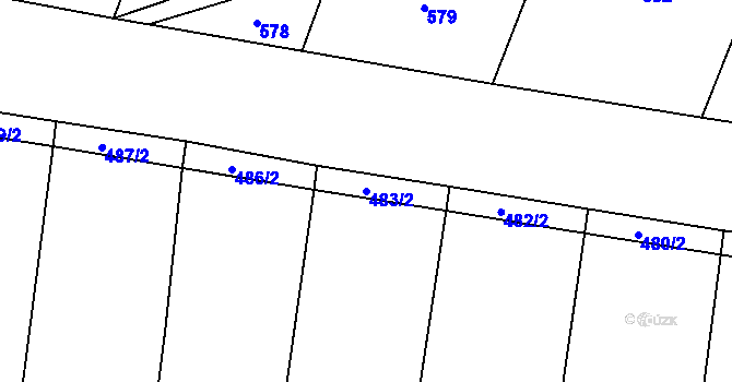 Parcela st. 483/2 v KÚ Hradešice, Katastrální mapa