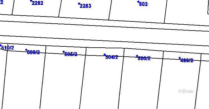 Parcela st. 504/2 v KÚ Hradešice, Katastrální mapa