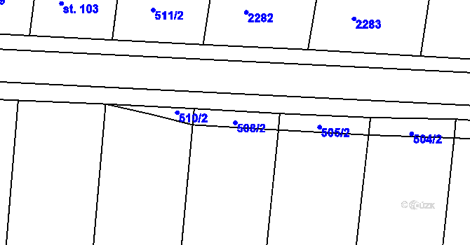Parcela st. 508/2 v KÚ Hradešice, Katastrální mapa