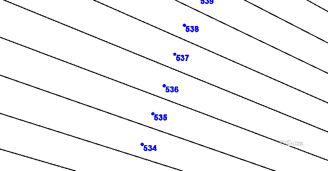 Parcela st. 536 v KÚ Hradešice, Katastrální mapa